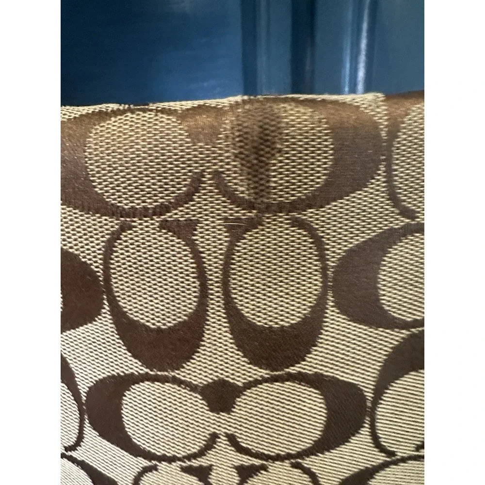 Coach Signature C Jacquard Large Shoulder Hobo Bag Brown Leather Style 6076
